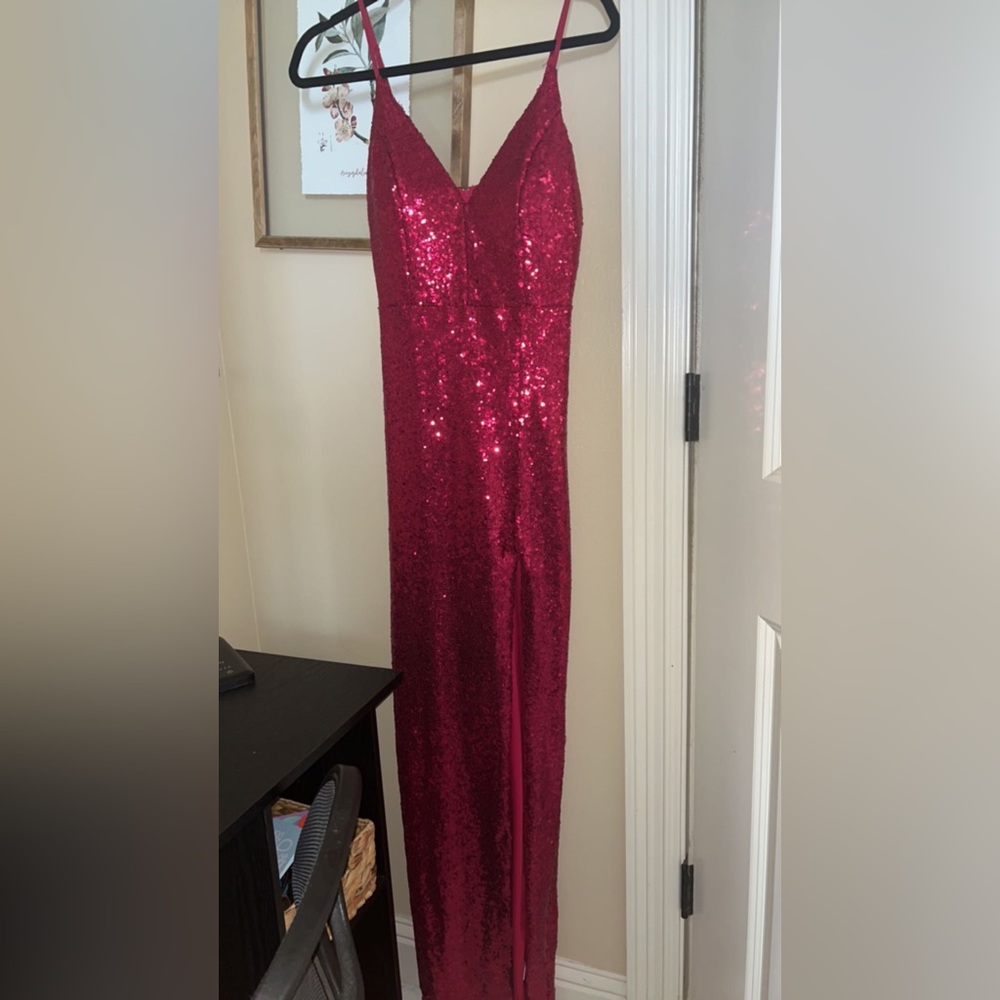 Beautiful long pink/red prom dress.